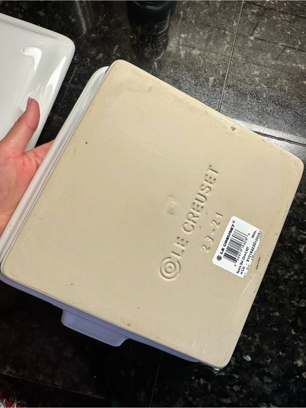 NWT Le Creuset Light Gray Stoneware Square Covered Baker